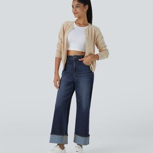 Halara stretch high waisted cuffed Jeans